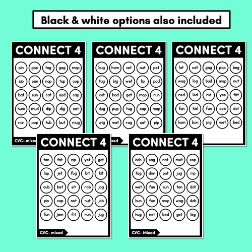 Resource preview 4 for CVC WORDS NO PREP PHONICS GAME - CONNECT 4