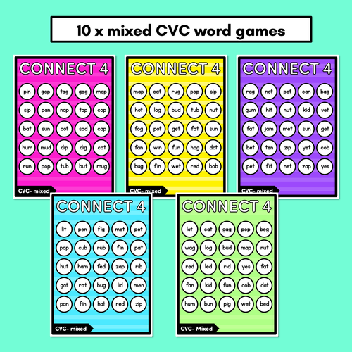 Resource preview 3 for CVC WORDS NO PREP PHONICS GAME - CONNECT 4