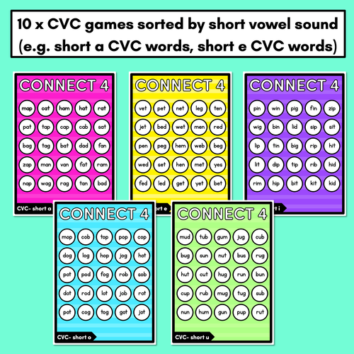 Resource preview 2 for CVC WORDS NO PREP PHONICS GAME - CONNECT 4