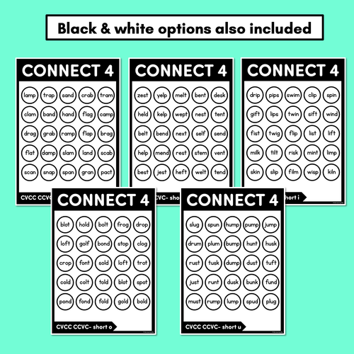 Resource preview 4 for CVCC CCVC WORDS NO PREP PHONICS GAME - CONNECT 4