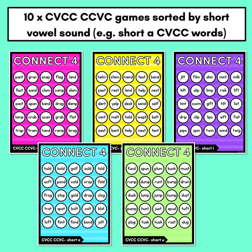 Resource preview 2 for CVCC CCVC WORDS NO PREP PHONICS GAME - CONNECT 4