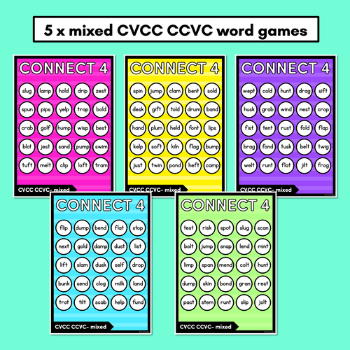 Resource preview 3 for CVCC CCVC WORDS NO PREP PHONICS GAME - CONNECT 4