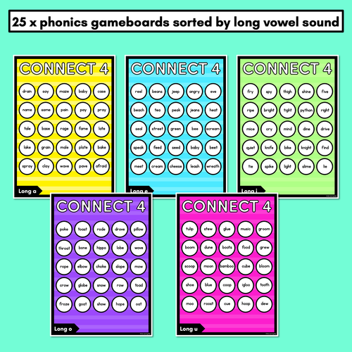 Resource preview 3 for LONG VOWEL SOUNDS NO PREP PHONICS GAME - CONNECT 4