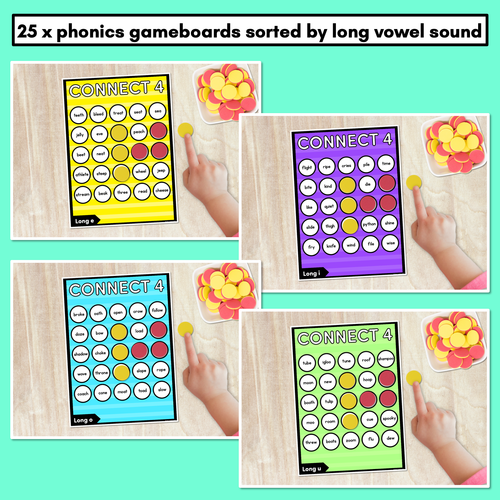 Resource preview 2 for LONG VOWEL SOUNDS NO PREP PHONICS GAME - CONNECT 4