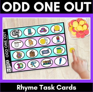 Odd One Out Rhyme Mats - Phonological Awareness Task Cards for RHYMING