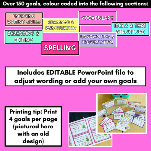 Resource preview 4 for EDITABLE Writing Goals - Individual Student Learning Goals