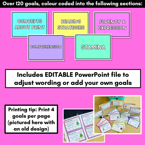 Resource preview 4 for EDITABLE Reading Goals - Individual Student Learning Goals