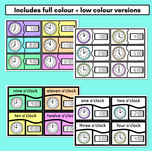 Resource preview 4 for TIME PUZZLES - O'Clock - Digital and Analog Time