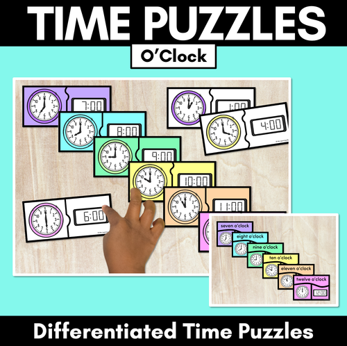 Resource preview 1 for TIME PUZZLES - O'Clock - Digital and Analog Time