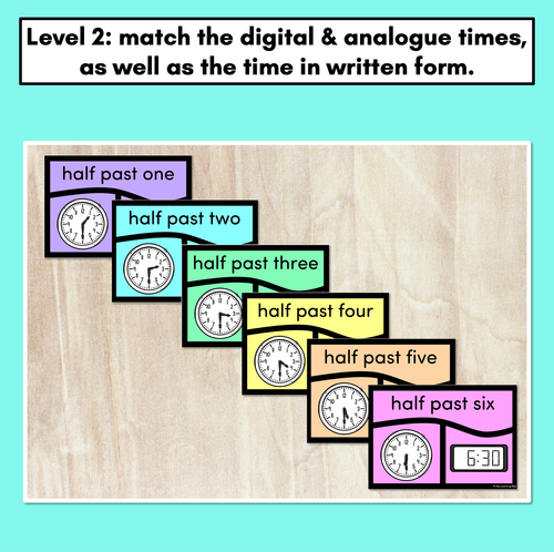 Resource preview 3 for TIME PUZZLES - Half Past - Digital and Analog Time