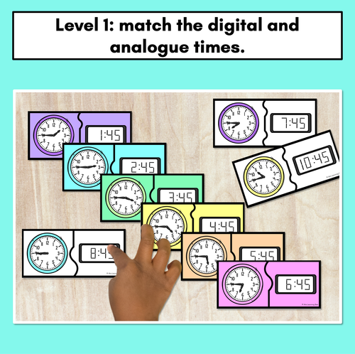 Resource preview 2 for TIME PUZZLES - Quarter To - Digital and Analog Time