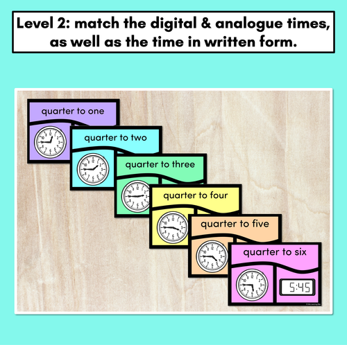 Resource preview 3 for TIME PUZZLES - Quarter To - Digital and Analog Time