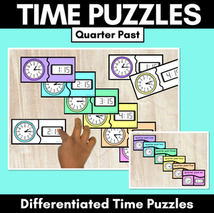 TIME PUZZLES - Quarter Past - Digital and Analog Time