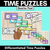 1 for TIME PUZZLES - Quarter Past - Digital and Analog Time