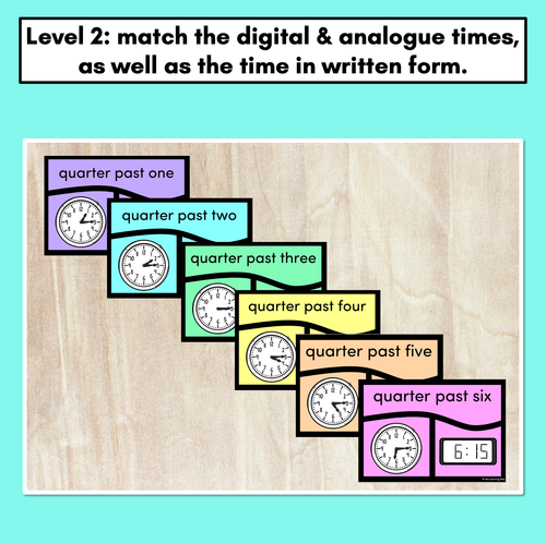 Resource preview 3 for TIME PUZZLES - Quarter Past - Digital and Analog Time