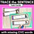 1 for CVC WORD SENTENCES TASK CARDS - Trace the Sentence with missing CVC words