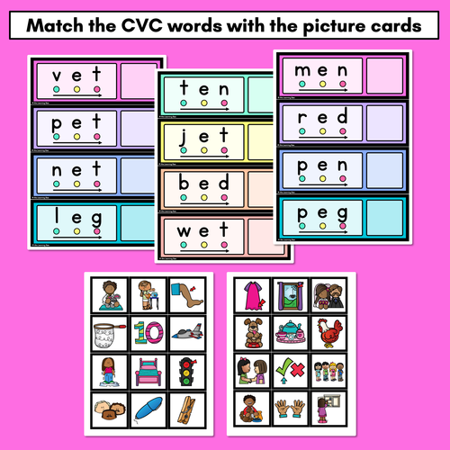 Resource preview 3 for CVC WORD MATCH TASK CARDS with sound buttons