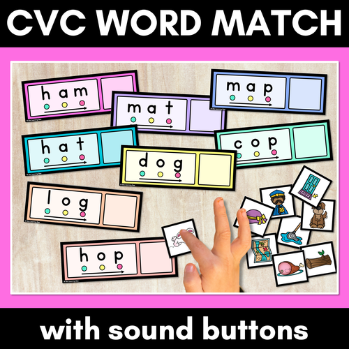 Resource preview 1 for CVC WORD MATCH TASK CARDS with sound buttons