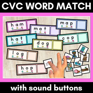 CVC WORD MATCH TASK CARDS with sound buttons