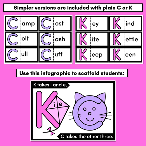 Resource preview 4 for Cat or Kite Task Cards - when to use C or K at the beginning of words