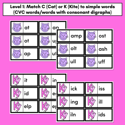 Resource preview 2 for Cat or Kite Task Cards - when to use C or K at the beginning of words