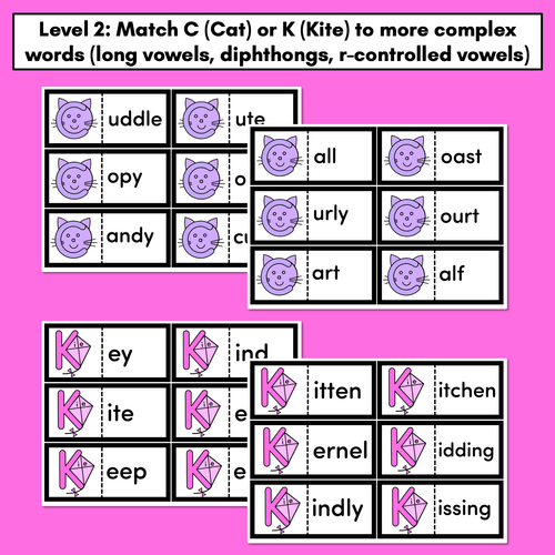 Resource preview 3 for Cat or Kite Task Cards - when to use C or K at the beginning of words