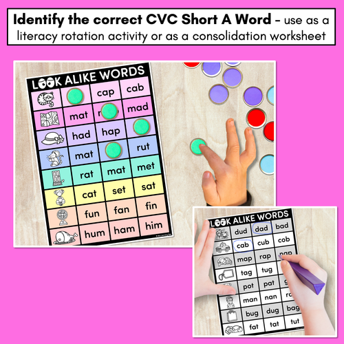 Resource preview 2 for LOOKALIKE WORDS with CVC Words - Short A CVC Words - Task Cards & Printables