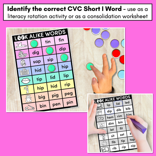 Resource preview 2 for LOOKALIKE WORDS with CVC Words - Short I CVC Words - Task Cards & Printables