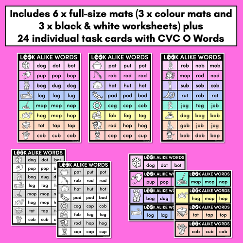 Resource preview 4 for LOOKALIKE WORDS with CVC Words - Short O CVC Words - Task Cards & Printables