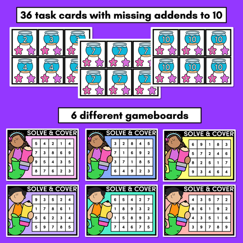 Resource preview 4 for Missing Addends to 10 - Differentiated Ocean-Theme Maths Game for Kindergarten