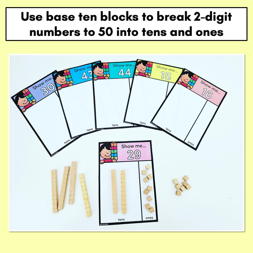 Resource preview 2 for Base Ten Task Cards - Show me numbers 11-50 with MAB blocks