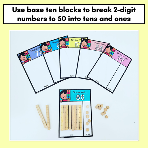 Resource preview 2 for Base Ten Block Task Cards - Show me numbers 51-100 with MAB blocks