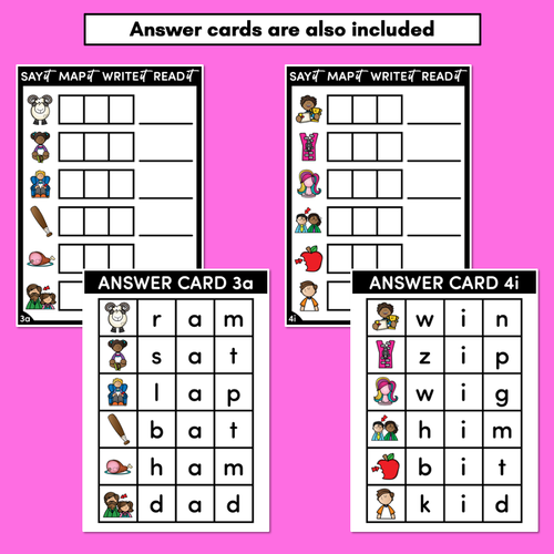 Resource preview 4 for CVC WORD MAPPING MATS - Say it Map it Write it Read It - No Prep Phonics Tasks