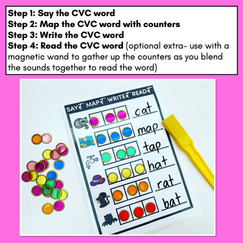 Resource preview 3 for CVC WORD MAPPING MATS - Say it Map it Write it Read It - No Prep Phonics Tasks