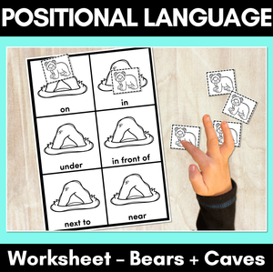 Positional Language Printable - Position Words with Bears + Caves