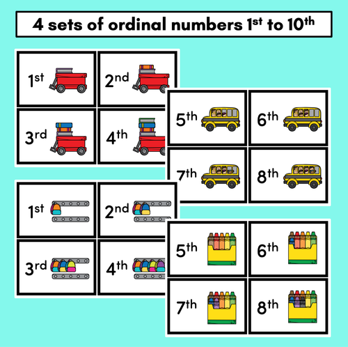 Resource preview 2 for Ordinal Number Flash Cards for Memory, Snap & More