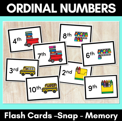 Resource preview 1 for Ordinal Number Flash Cards for Memory, Snap & More