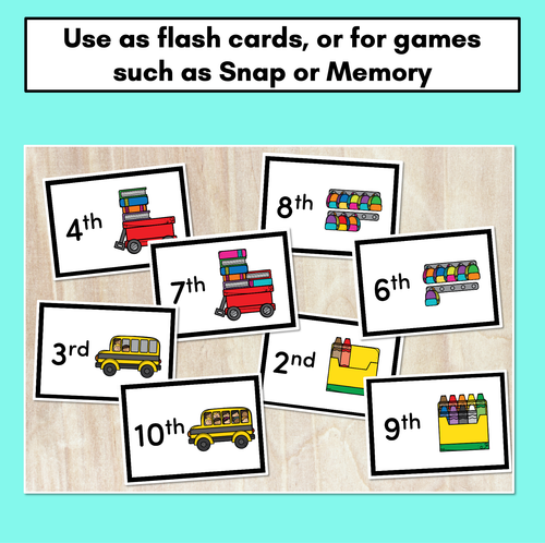 Resource preview 3 for Ordinal Number Flash Cards for Memory, Snap & More