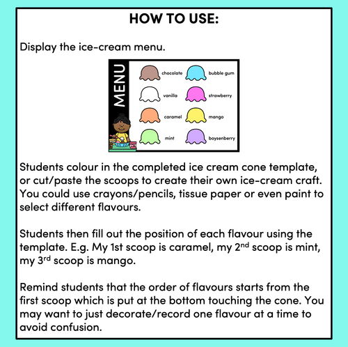 Resource preview 4 for Ordinal Numbers Activity with Ice-Cream Scoops