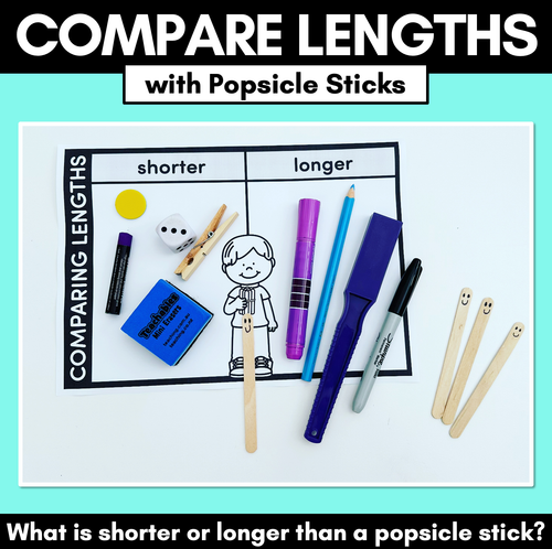 Resource preview 1 for Comparing lengths with popsicle sticks - shorter or longer activity