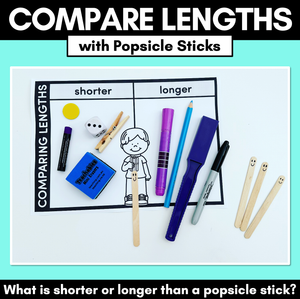 Comparing lengths with popsicle sticks - shorter or longer activity