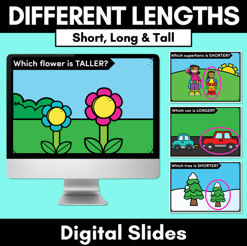 Resource preview 1 for Comparing Different Lengths Digital Slides - Shorter, Longer and Taller