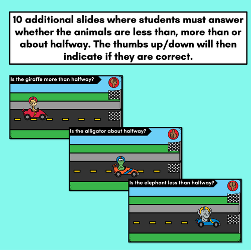 Resource preview 3 for Halfway Point Digital Slides - more than, less than, or about half way?