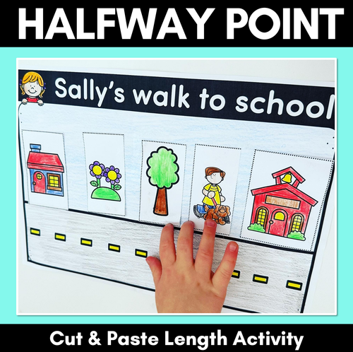 Resource preview 1 for Halfway Point Cut & Paste Length Activity - Sally's Walk to School