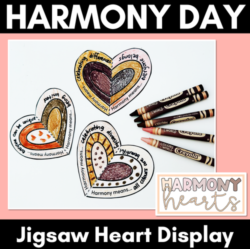 Resource preview 1 for Harmony Hearts - Harmony Day Activity with Jigsaw Hearts