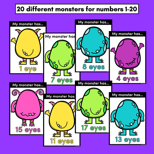 Resource preview 3 for Monster Eyes Counting Activity - Numbers 1 to 20