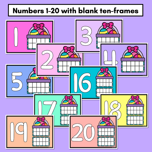 Resource preview 2 for Easter-themed Activities - Playdough Number Mats for 1-20 - Easter Egg Baskets