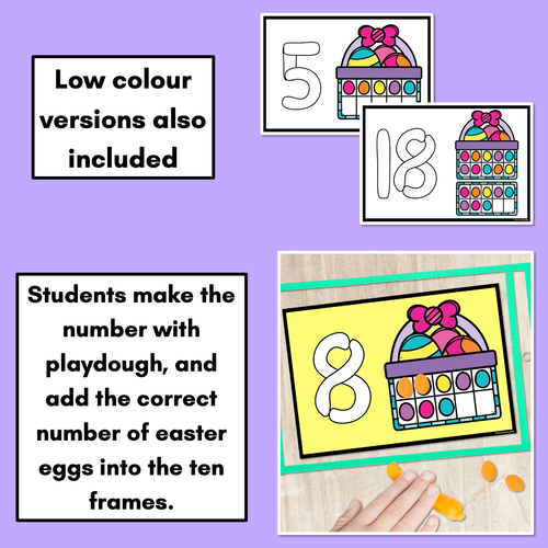 Resource preview 4 for Easter-themed Activities - Playdough Number Mats for 1-20 - Easter Egg Baskets