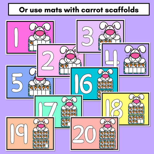 Resource preview 3 for Easter-themed Activities - Playdough Number Mats for 1-20 - Easter Bunny & Carrots