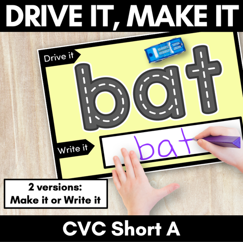 Resource preview 1 for CVC SHORT A WORDS - Drive It Make It - Kindergarten Phonics Activity